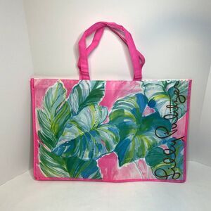 Lilly Pulitzer Floral Large Shopping Bag Pink Teal White